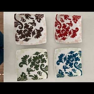 Set of 4 Ceramic Dessert/Salad plates (8 inch square)